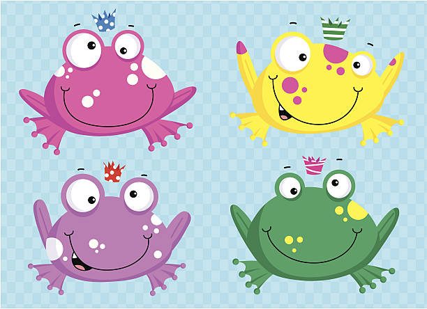 illustrazioni stock, clip art, cartoni animati e icone di tendenza di parti frogs - ranocchia
