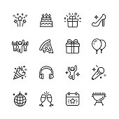 istock Party Line Icons. Editable Stroke. Pixel Perfect. For Mobile and Web. Contains such icons as Party, Decoration, Disco Ball, Dancing, Nightlife. 1158244873