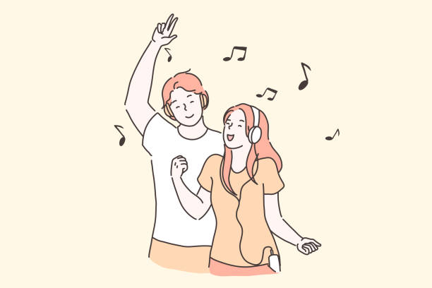 449 Couple Listening Music Illustrations &amp; Clip Art - iStock