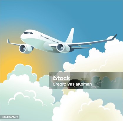 istock Pasenger Plane Over the Clouds 503152697