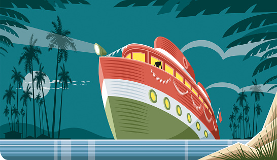 Easy editable vintage 
passenger ship vector illustration.
Every fact was layered seperately
