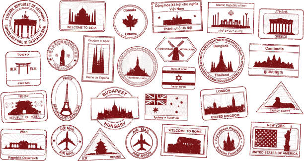 паспортные марки - england australia stock illustrations