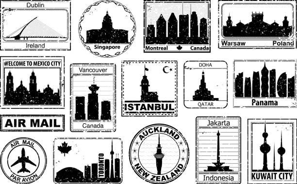 Passport Stamps vector art illustration