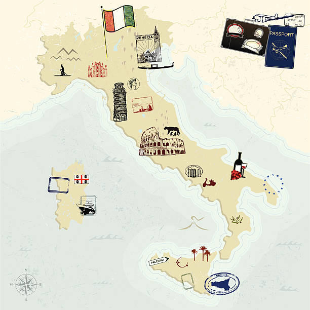 illustrazioni stock, clip art, cartoni animati e icone di tendenza di passporto italianna! - pompei