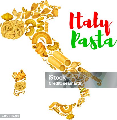 istock Pasta in map of Italy vector poster 685383688