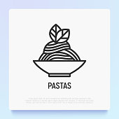 Pasta thin line icon. Spaghetti. Modern vector illustration of Italian food.