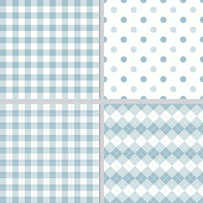 pastel blue plaid seamless pattern collection