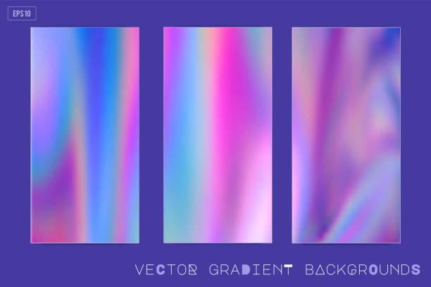 pastel renkli holografik vektör arka plan seti - holographic foil stock illustrations