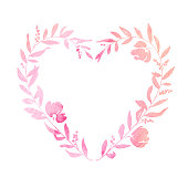 This beautiful watercolour heart shaped floral wreath vector can be scaled to any size without loss of quality. The detailed painted heart includes flowers, branches, leaves and berries, and has been isolated on a white background but would work as well on dark or colourful backgrounds if required. The EPS 10 file can be coloured to suit your needs making this an ideal design element for your invitation, greetings card or design project.