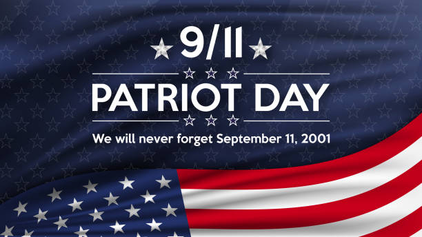 Patriot day. September 11, patriot day background. United states flag poster. American flag and text blue with stars background for Patriot Day. Patriot day. September 11, patriot day background. United states flag poster. American flag and text blue with stars background for Patriot Day. Vector illustration. 911 remembrance stock illustrations