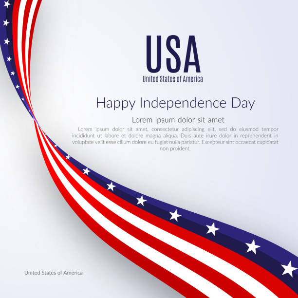 patriotyczne amerykańskie tło z tekstem happy independence day usa tło ze wstążką amerykańskiej flagi na dzień niepodległości patriotyczny amerykański motyw z flagą na dzień niepodległości vector - july 4 stock illustrations