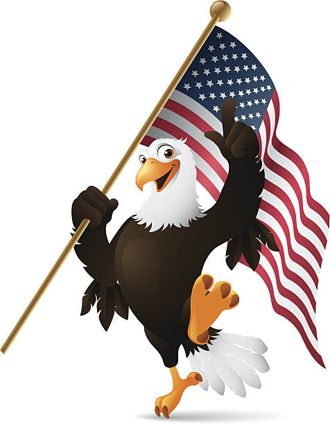 stockillustraties, clipart, cartoons en iconen met patriotic eagle - flag - eagle cartoon