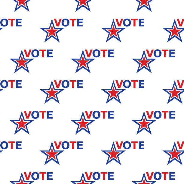Patriotic Vote Star Seamless Pattern Vector illustration of red and blue stars and the word vote on a white background. voting backgrounds stock illustrations