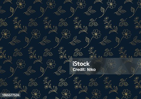 istock Pattern of floral illustration, line-art 1365577534