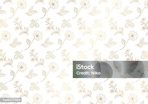 istock Pattern of floral illustration, line-art 1365577554