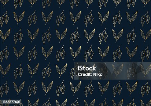 istock Pattern of floral illustration, line-art 1365577601