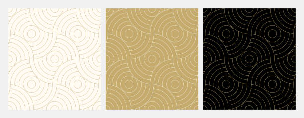 Pattern seamless circle abstract wave background stripe gold luxury color and line. Geometric line vector. vector art illustration