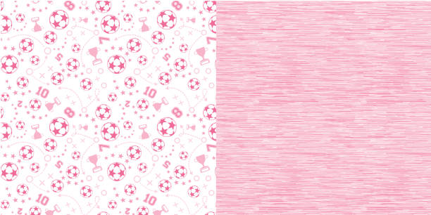 Pattern set Repeating Pink Soccer Pattern set Repeating Pink Soccer Print Heather Gray Fabric Texture Backgrounds pink soccer balls stock illustrations