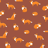 Cartoon fox - simple trendy pattern with fox. Cartoon vector illustration for prints, clothing, packaging and postcards.
