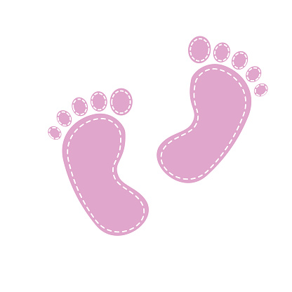 pattern with baby footprint. Footprints girls on white background