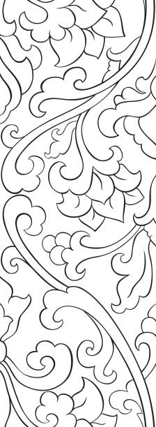 Pattern with flowers for wallpaper. Black and white floral pattern. Filigree ornament. Stylized template for wallpaper, textile, shawl, carpet and any surface. byzantine stock illustrations