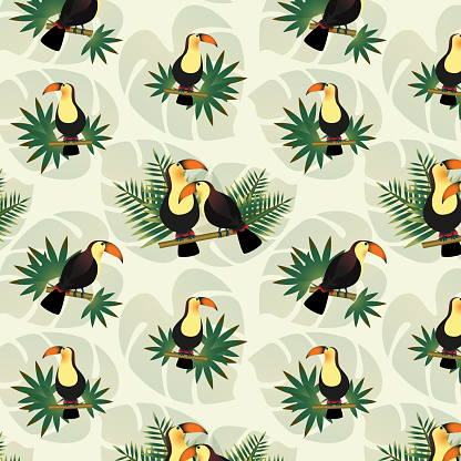 Pattern with toucans