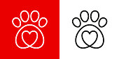 istock Paw logo icon of pet with heart 1301181720