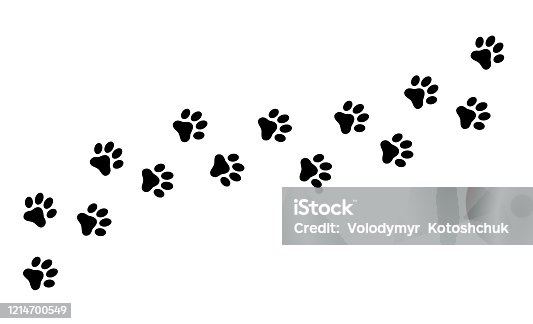 istock Paw print cat, dog, puppy pet trace. Flat style - stock vector. 1214700549