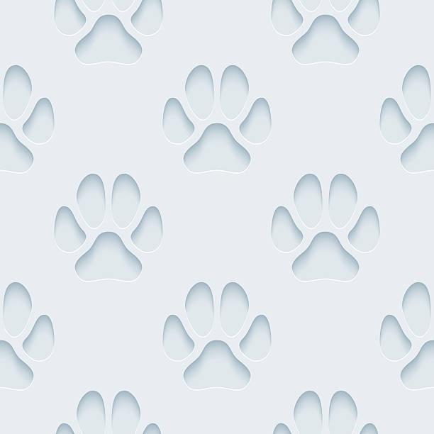 bildbanksillustrationer, clip art samt tecknat material och ikoner med paws print 3d seamless wallpaper pattern. - cat snow