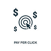 istock Pay Per Click icon. Monochrome style design from e-commerce icon collection. UI. Pixel perfect simple pictogram pay per click icon. Web design, apps, software, print usage. 1392288960