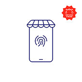 Access with Fingerprint Line Icon with Editable Stroke