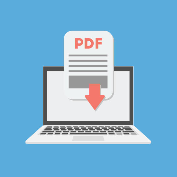 Pdf Document Download On The Laptop Concept. Vector