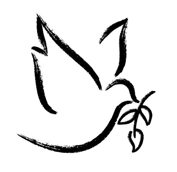 Peace dove Peace dove - brush vector symbols of peace stock illustrations