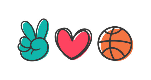 ilustrações de stock, clip art, desenhos animados e ícones de peace love sport. sports ball design for the lovers of sports for health. - amigos jogo futebol