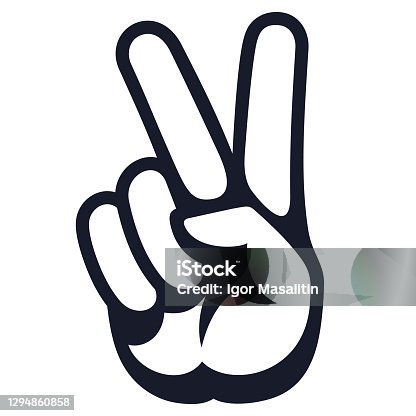 istock Peace sign. Hand Gesture V victory or peace Sign Line Art, vector icon for apps, websites, T-shirts, etc., 1294860858