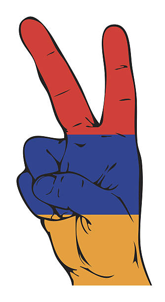 stockillustraties, clipart, cartoons en iconen met peace sign of the armenian flag - armenia