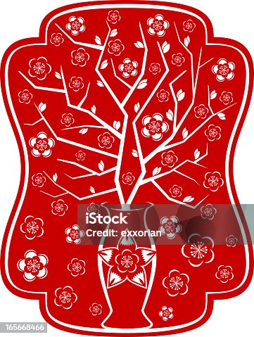 istock Peach Blossom Floral Chinese Paper-cut Art 165668466