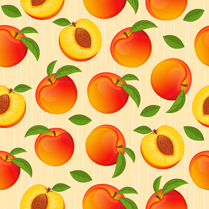 Peach vector seamless pattern.