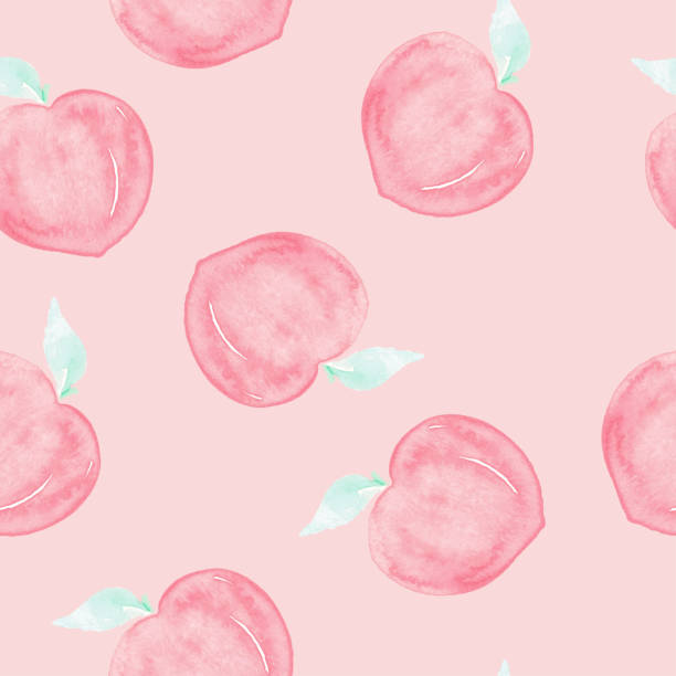 Peach watercolor painted pattern seamless. vector art illustration