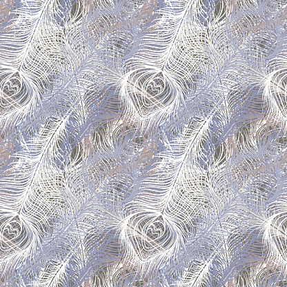 Peacock feathers seamless pattern