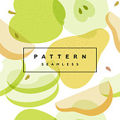 istock Pear and Apple  seamless pattern. Fruits and berries background. Transparent berries, fruits and frame with text is on separate layer. 1375302000