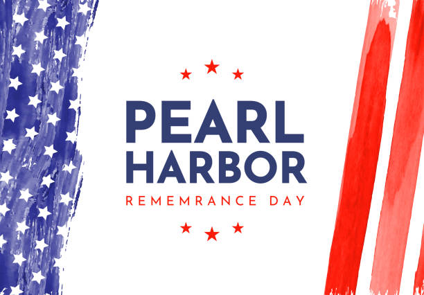 ilustraciones, imágenes clip art, dibujos animados e iconos de stock de fondo de acuarela del día del recuerdo de pearl harbor. vector - pearl harbor