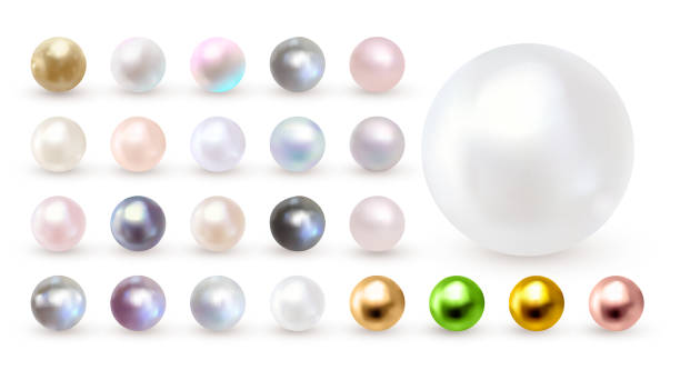 Pearl set isolated on transparent background. Spherical beautiful 3D orb with transparent glares and highlights. Jewel gems. All items are grouped and isolated. Vector Illustration. Pearl set isolated on transparent background. Spherical beautiful 3D orb with transparent glares and highlights. Jewel gems. All items are grouped and isolated. Vector Illustration. pearl jewelry stock illustrations