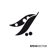 istock Peas and peapod vector glyph icon 1158376196