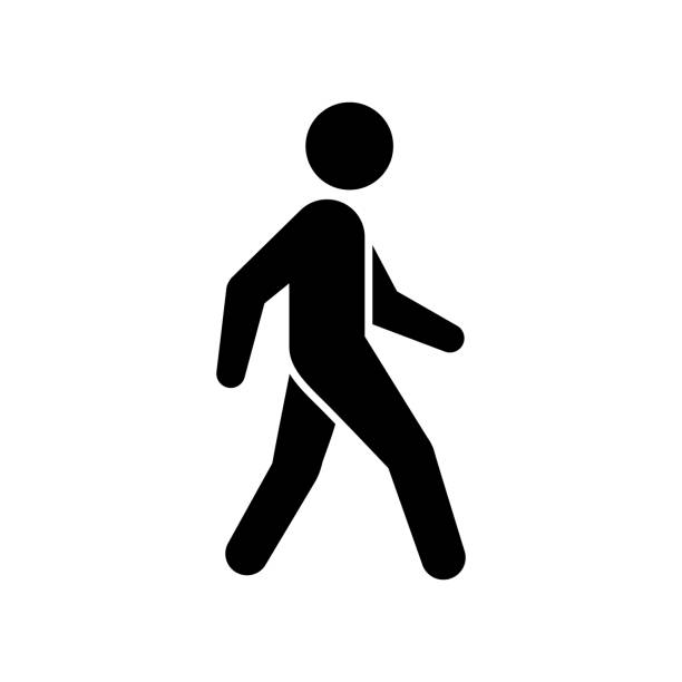 pedestrian glyph icon or walking concept - 競走賽 插圖 幅插畫檔、美工圖案、卡通及圖標