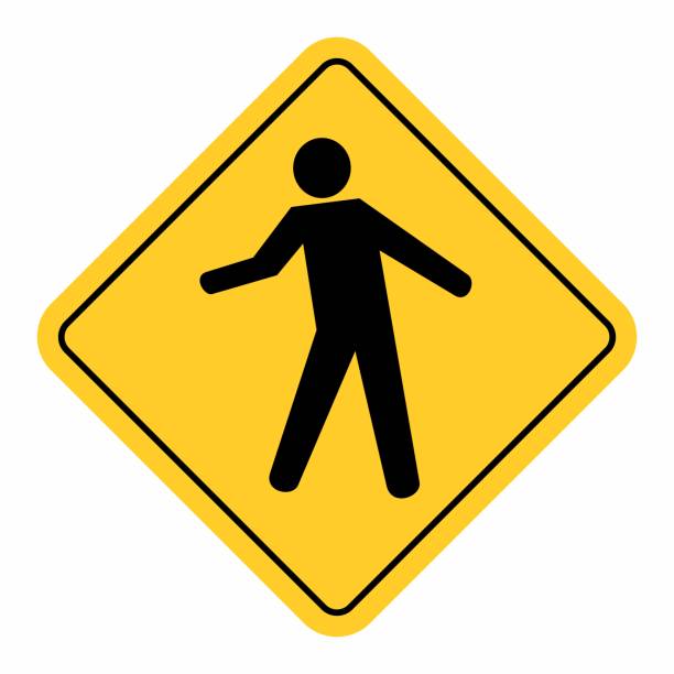 ilustrações de stock, clip art, desenhos animados e ícones de pedestrian traffic sign - trilhos pedestres