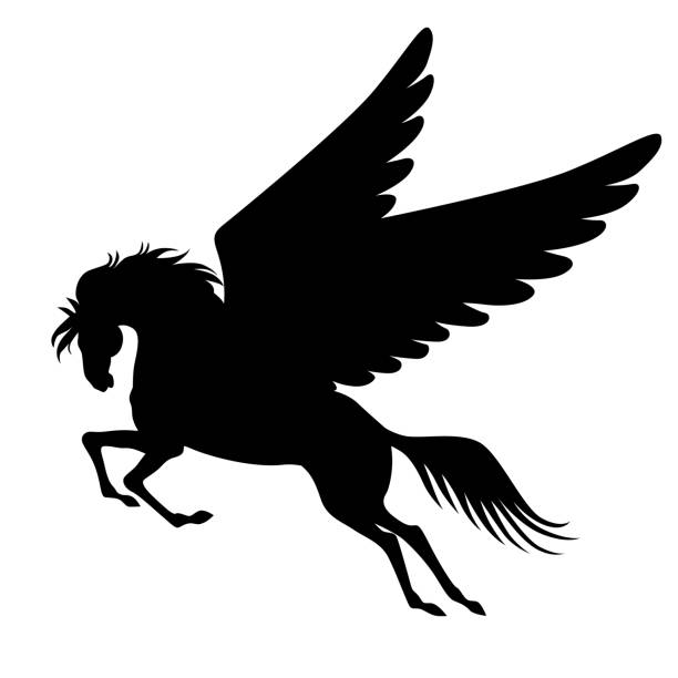 Pegasus winged horse silhouette Vector illustrations of pegasus winged horse silhouette pegasus stock illustrations