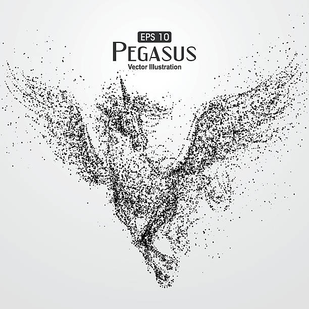 Pegasus,particle divergent composition Galloping horse. Particle pegasus,particle divergent composition Galloping horse,Many particles,sketch ,vector illustration,The moral of hard work ahead. pegasus stock illustrations