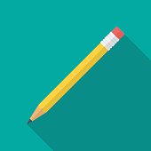 istock Pencil icon with long shadow. 622773942