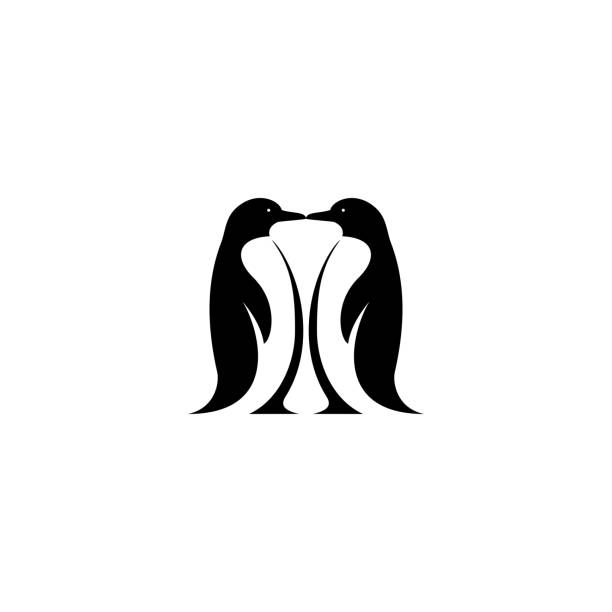 stockillustraties, clipart, cartoons en iconen met pinguïn vogel vector logo - ice swimming
